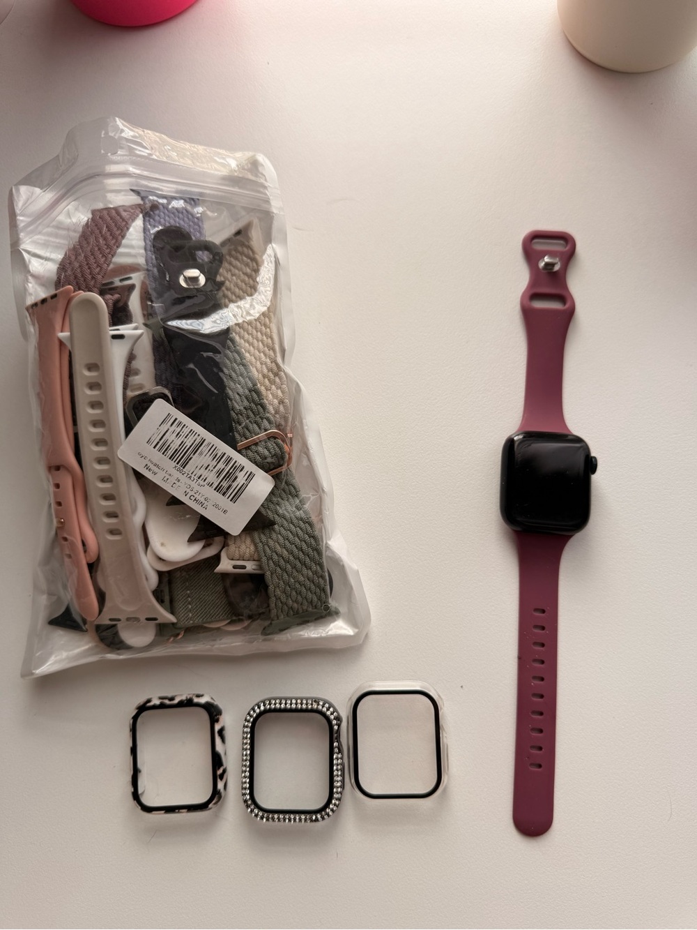 Apple Watch Series 8 41mm GPS only with a bunch of Assorted Bands & Bezels